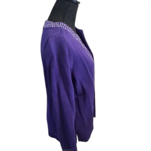 Quacker Factory Purple Bling Jewel Neck Attached Set Small S vintage