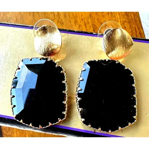 Black Glass Geometric Earrings New Formal Wedding Party Cruise Dinner Dr…