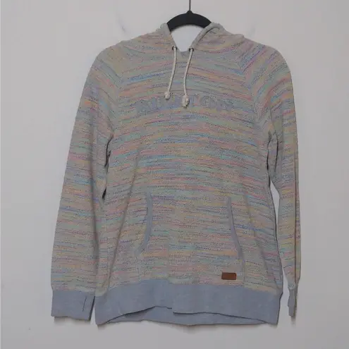 Burton Womens Hoodie Sweatshirt Blue Multicolor Rainbow Long Sleeve Drawstring M
