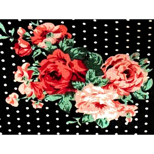 ABN Floral Pencil Skirt M Black White Dot High Waist Stretchy Retro Made USA Size M