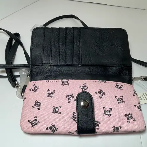 Cat Meow Pink Crossbody Wallet Purse New