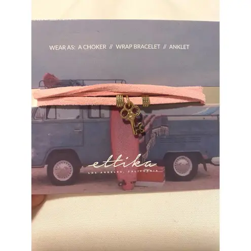 Ettika New Pink Three-Way Wrap Choker Necklace with Key Charm