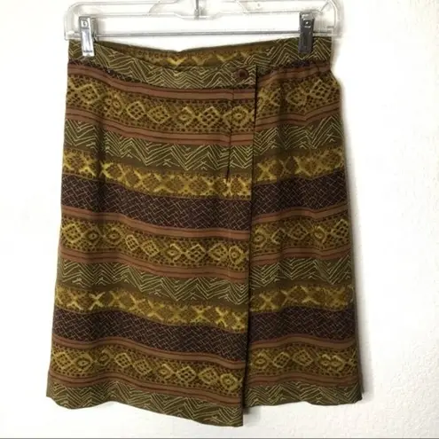 Kasper 100% Silk Skirt Suit Earth Toned Tribal Stripe Womens Size 6