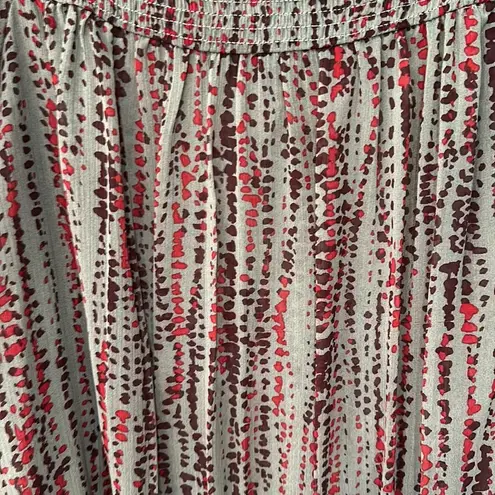 Women's Short Sleeve Sheer Square Neck Elastic Waist Flare Ruffle Hem Top Sz XL Gray