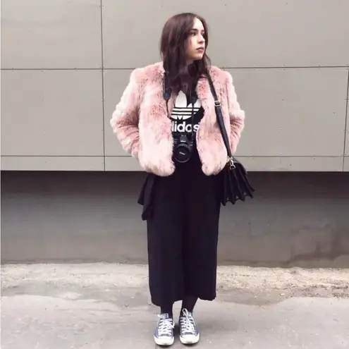 ASOS Warehouse Blush Pink Teddy Fur Coat Jacket Size Small