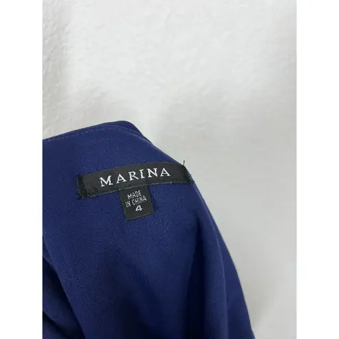 Marina Off The Shoulder Sarong Tie Jumpsuit Size 4 Indigo Semi Formal Blue