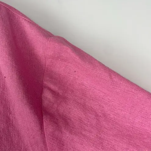 Anna Maxwell Pink Linen Blend Embroidered Floral Short Sleeve Button Up Shirt Size 5X