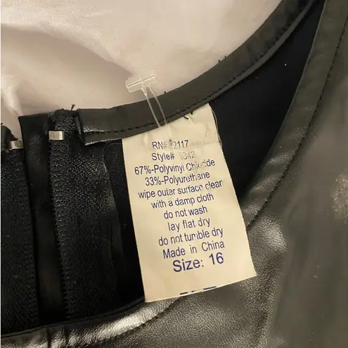 None Y2K Faux Leather Chain Detail Mini Dress Black Size 16