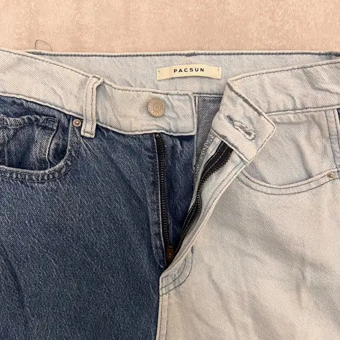 PacSun Women Baggy Jeans Blue Denim Size 25 Color Block High Waist Cropped VTG