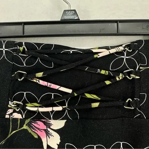Guess  Lace Up Floral Mini Pencil Skirt Small Black