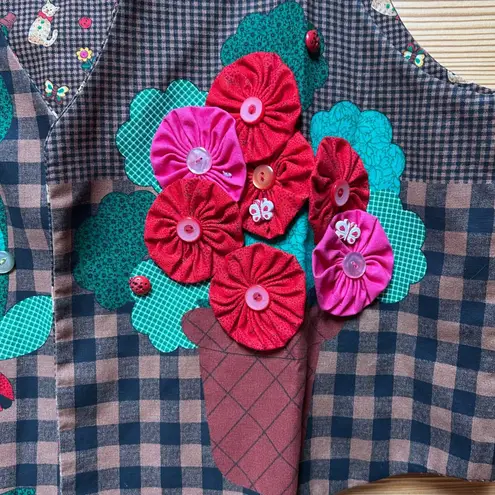 Handmade VTG 90 3D Reversible Cat Vest Medium Novelty Cottagecore Granny Teacher