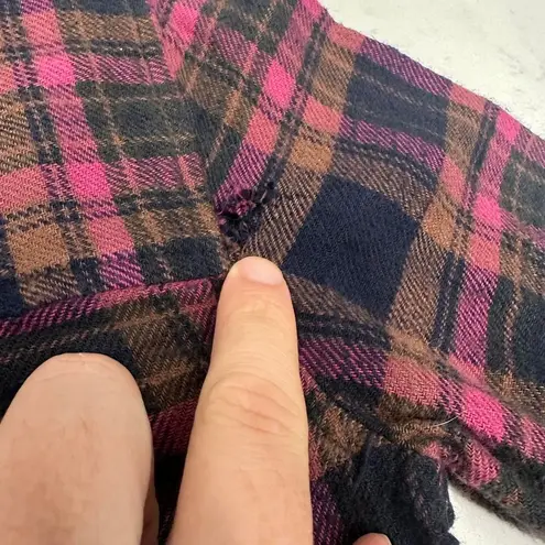 American Eagle Plaid Shirt Women XS Purple Pink Flannel Button Down Long Sleeve
