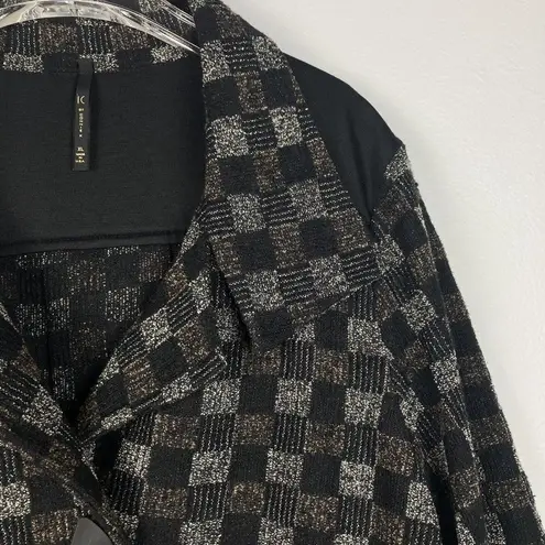 IC Connie K Jacket XL 3/4 Sleeve Swing‎ Textured Woven Chenille Check Print