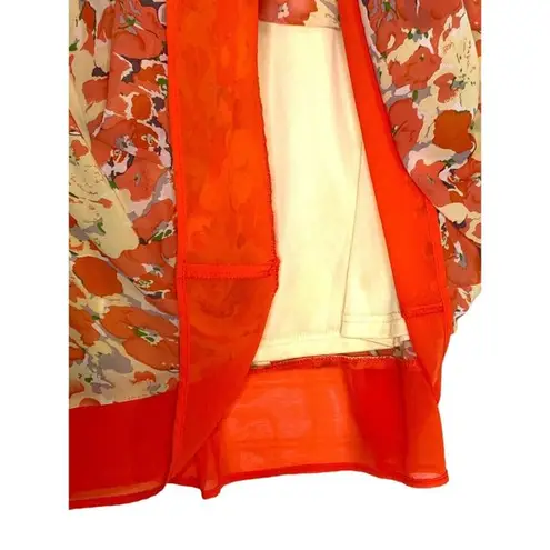 C. Luce Women's Sheath Dress Floral Red Orange Lined Baby Shower Wedding Large