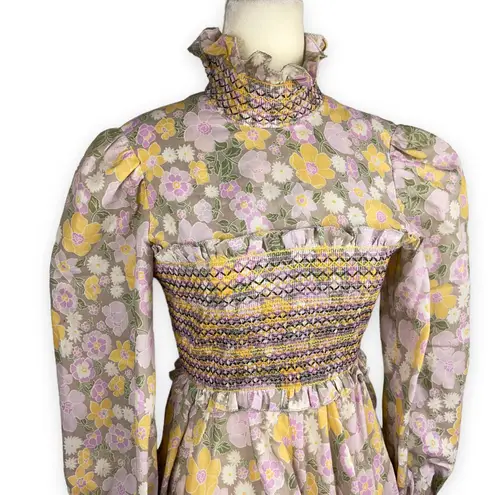 Marcel Fenez by Roland Klein Authentic Vintage 1970s Prairie Maxi Hostess Dress Purple