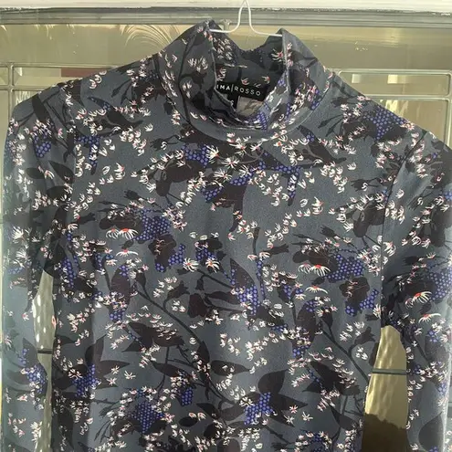 MIMA ROSSO WOMENS MOCK TURTLENECK STRETCH SHIRT SZ S Gray