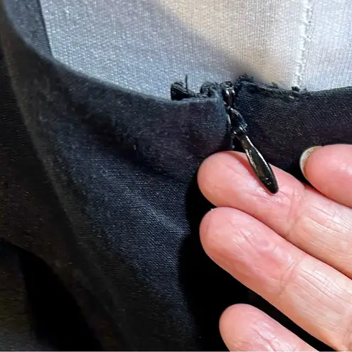 LINO USA 100% Linen Tiered Scalloped Ruffle Sleeveless Shift Midi Dress Sz L Black Size L