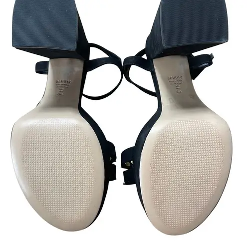 Schutz Nedy Black Suede Gold Stud Chunky Platform Heel Sandals Size 9