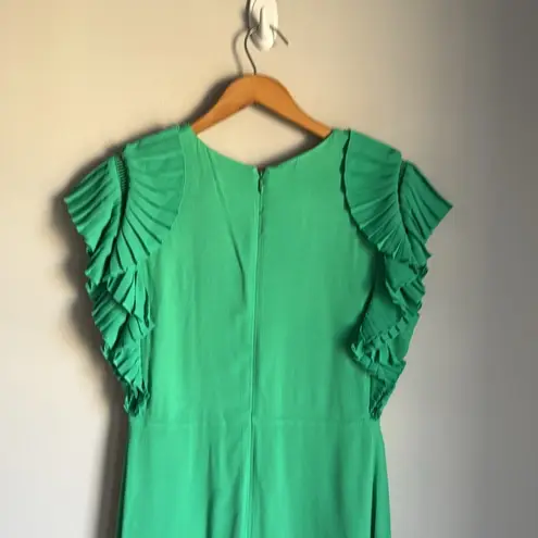 Maje Rolana Pleated-Shoulder Mini Dress - Green Small