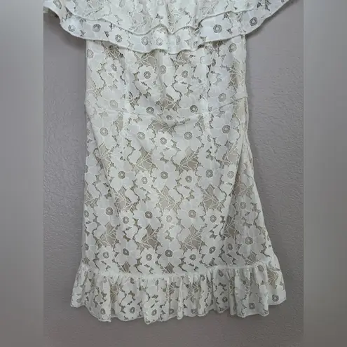superdown Revolve  Samantha White Lace Off The Shoulder Mini Dress size Small $70