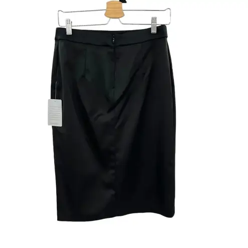 Tadashi Shoji Stretch Satin Pencil Skirt in Black Size 6