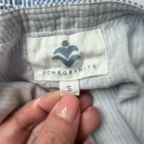 Pomegranate Tie neck pockets 100% cotton blue & white pinstriped shift Small