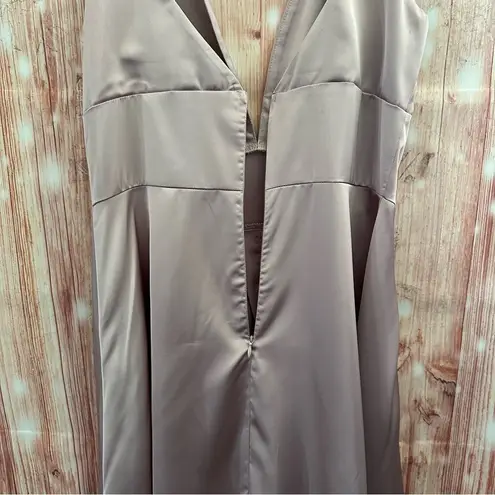 Cider Pink Satin V Neck Ruffle Mini Dress