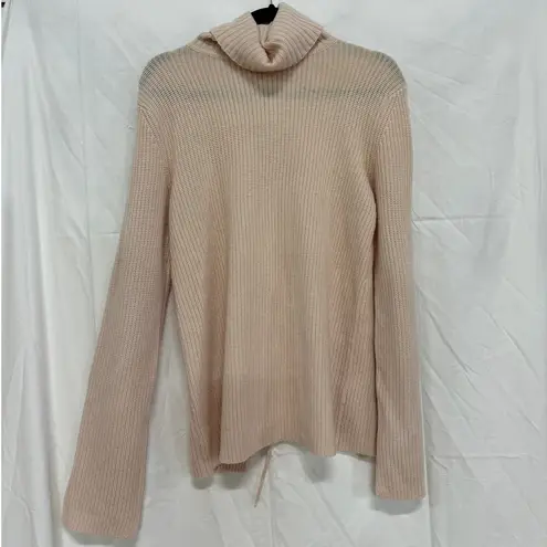 ALC Frank A.L.C. Markell Wool-Cashmere Turtleneck Lace-Up Back Knit Sweater Light Pink S