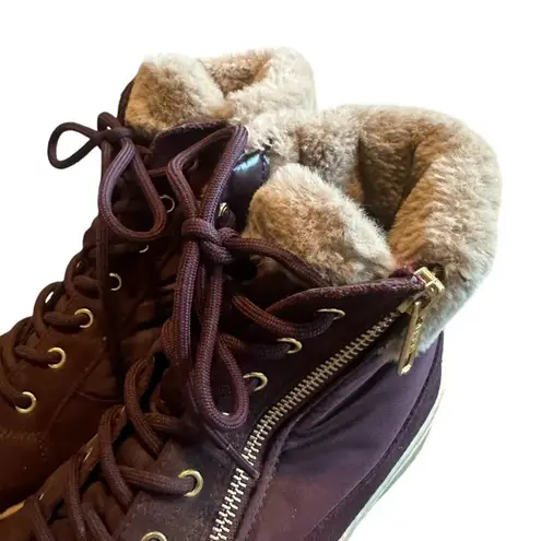 Cougar Dublin Water Proof Lace Up High Top Shoes Ankle Boots Fur Size 7 Women's Purple