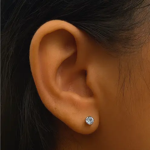 4mm Aqua Blue CZ Stud Earrings – Stainless Steel Hypoallergenic Flat Back