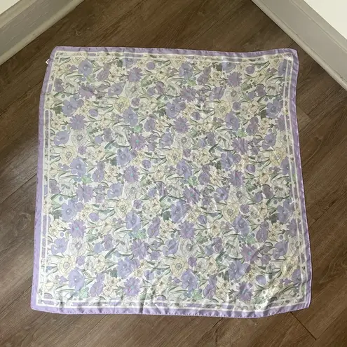 Rubi Purple Floral Satin Square Scarf ~ 100% Polyester~ Coquette Girl