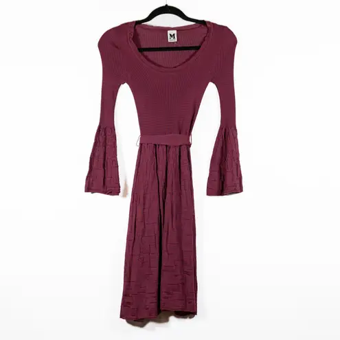 Missoni Made In Italy Wool Blend Knit Stretch Belted Bell Sleeve Sweater Dress 2