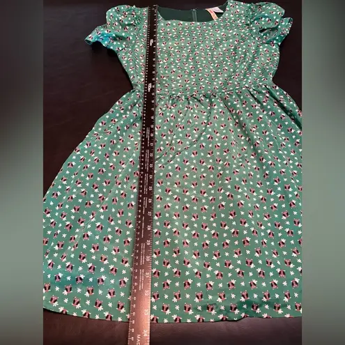 Alice Moon Green Puff Sleeve A-Line Mini Dress Owl Print size Small.