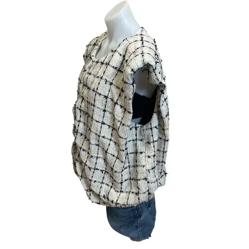English Factory White Tweed Vest Boulce MEDIUM Boxy Oversized Designer $210