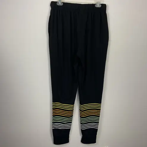 Quiksilver Womens Lounge Pants Black Striped Cuffs Drawstring Waist M