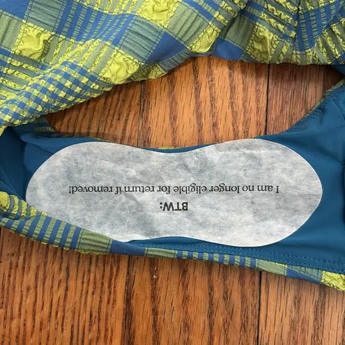 ANDIE The Lanikai One Piece Swimsuit green blue plaid size S NWT