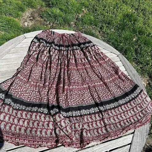 Vintage floral paisley fairy skirt Huntington Ridge size large whimsy Red