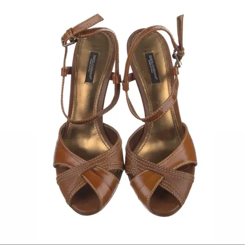 Dolce & Gabbana D&G Two Toned Leather Slingback Sandals Heels Pumps