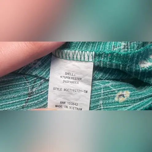 MELLODAY Women's Green Sleeveless Floral Tank Top w/ High Neck,Size M