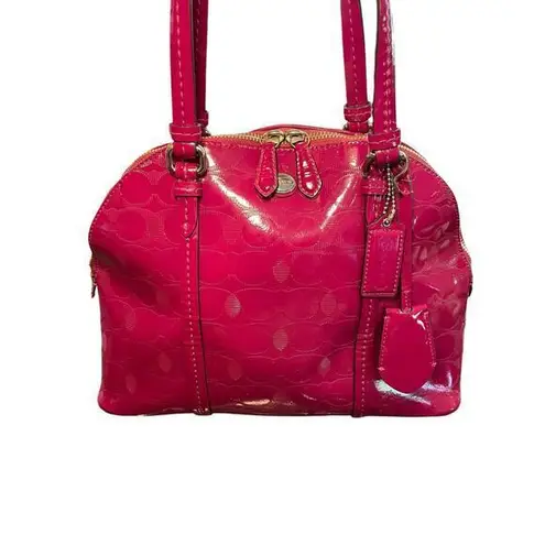 Coach Peyton Link C Embossed Patentā Leather Domed 32583 Raspberry Handbag