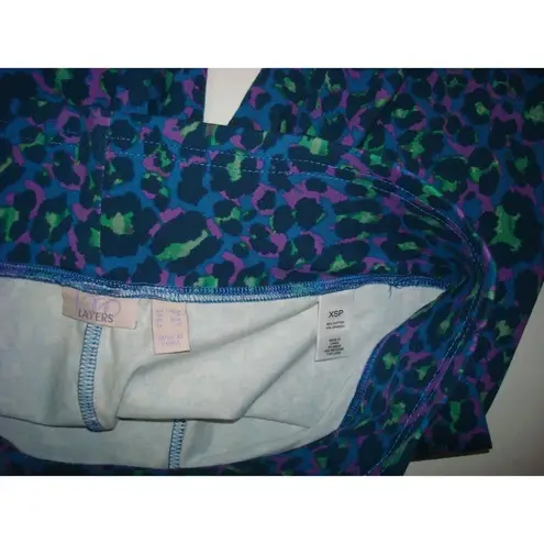 LOGO By Lori Goldstein Womens LOGO Layers by Lori Goldstein Animal Print Cropped Leggings XSP XS P Blue