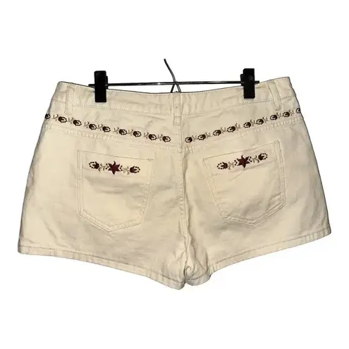 NWT VRG Girl Floral Embroidered Cream Denim Short Size 14