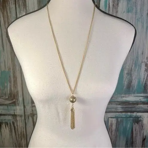 Long Gold Toned Tassel Costume Jewelry Necklace