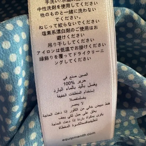 Equipment Maovesa Polka Dot Drop Waist Silk Wrap Dress in Mediterranean Blue New