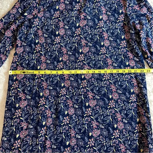 Faded Glory  Navy and Pink Floral Long Sleeve Dress Large 12 - 14