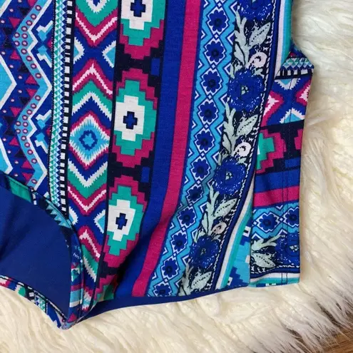 PaperMoon for stitch fix Aztec blue blouse sz M