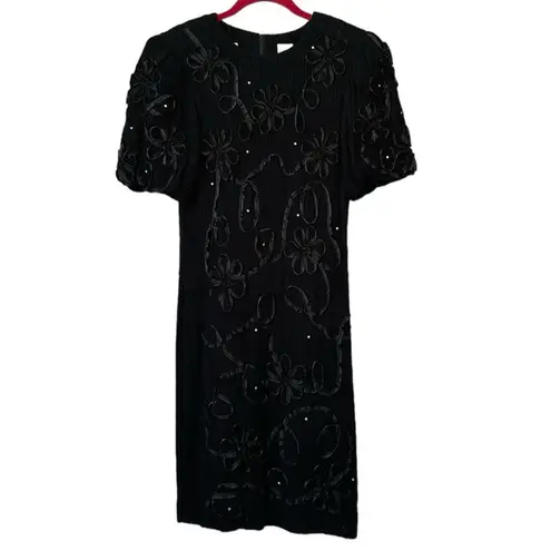 Leslie Fay Vintage 80’s  Petite Black Cocktail Party Dress Size 12