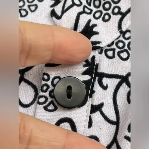 ZURI Kenya Just One Dress in indigo wax print Cotton Button Down Shirtdress XS White