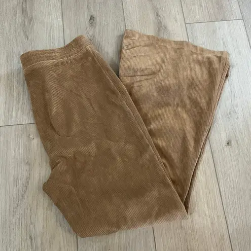 Aerie  Women’s Dark Tan Groove on Velour Ribbed Flare Pant Sz L