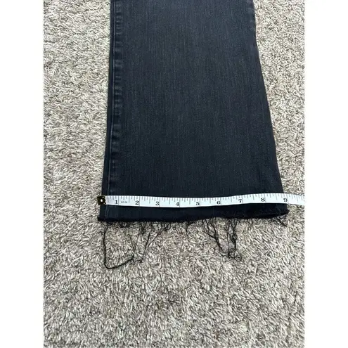 Betabrand Premium Yoga Denim Pull On Flare Bootcut Black Wash Jean Frayed Hem XL